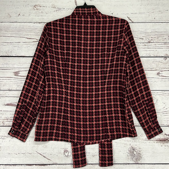 Anne Klein Red and Black Houndstooth Blouse - Picture 3 of 3